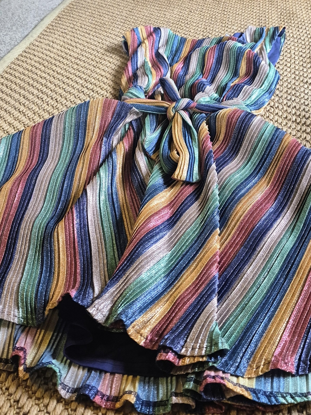 Hutch Multicolor Metallic Stripe Midi Dress. Has Pockets!